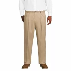Lands' End Men's Big And Tall Comfort Waist Pleated No Iron Chino Pants