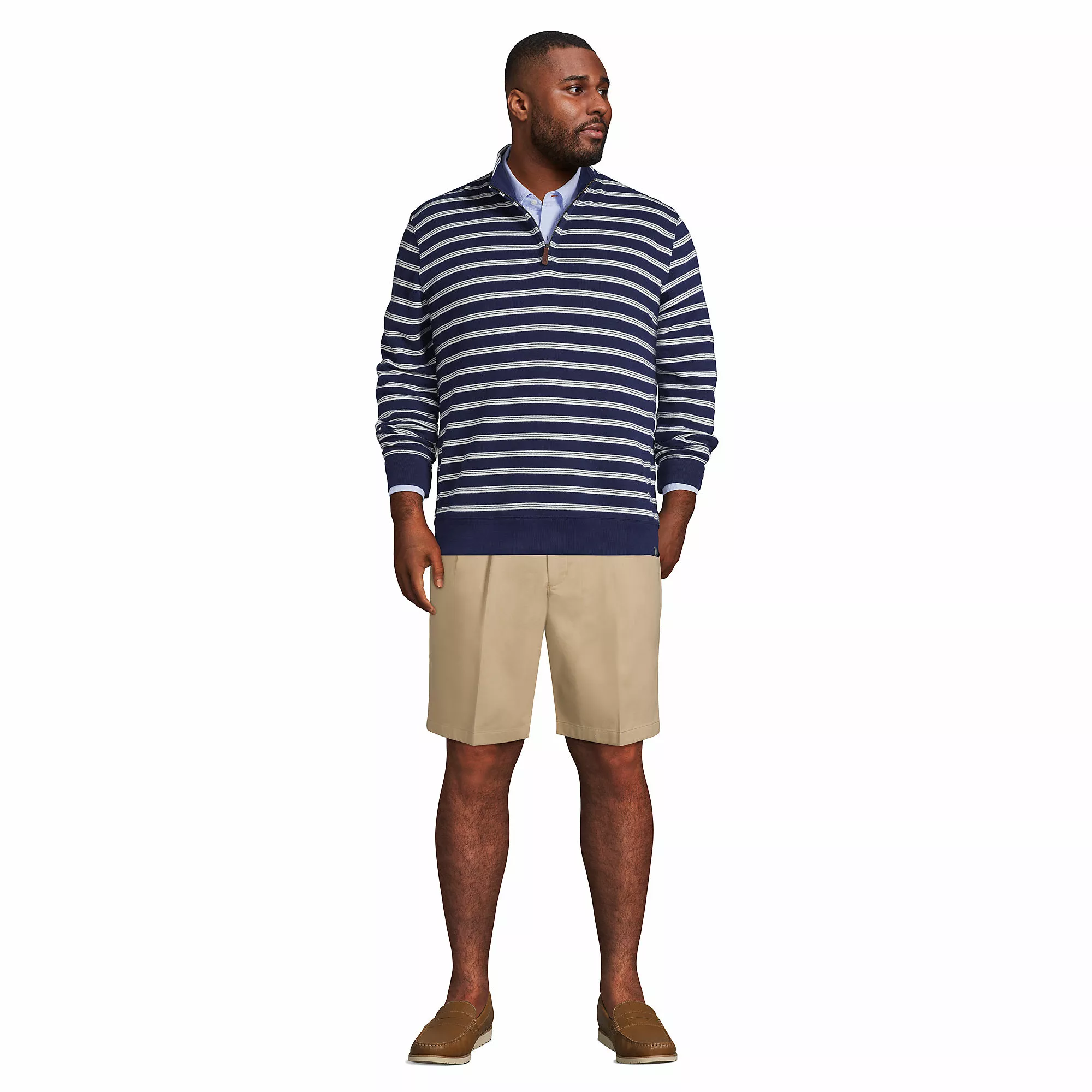 Lands' End Men's Big And Tall Comfort Waist Pleated 9 Inch No Iron Chino Shorts - Image 4