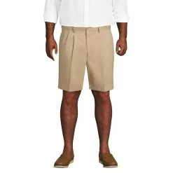 Lands' End Men's Big And Tall Comfort Waist Pleated 9 Inch No Iron Chino Shorts
