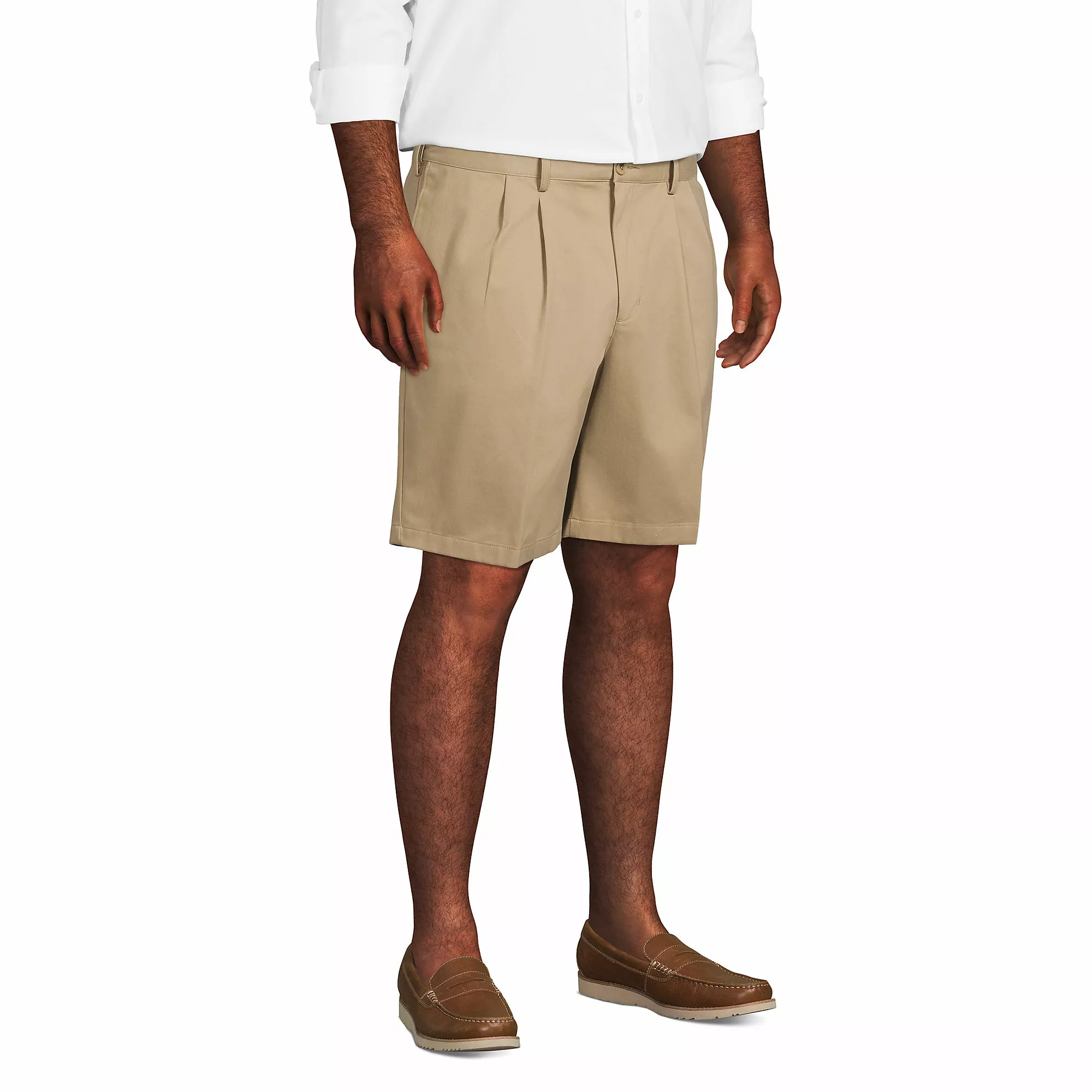 Lands' End Men's Big And Tall Comfort Waist Pleated 9 Inch No Iron Chino Shorts - Image 3