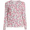 Lands' End Women's Plus Size Crew Neck Long Sleeve Rash Guard UPF 50 Sun Protection Modest Swim Tee Print