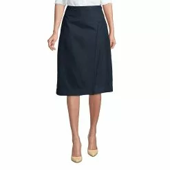 Lands' End Women's Solid A-line Skirt Below The Knee