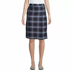 Lands' End Women's Plaid A-line Skirt Below The Knee