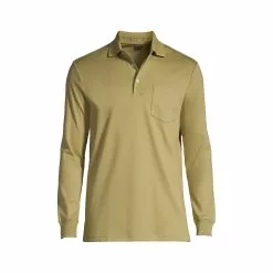 Lands' End Men's Long Sleeve Super Soft Supima Polo Shirt With Pocket