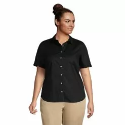 Lands' End Women's Plus Size Short Sleeve Broadcloth Shirt