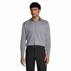 Lands' End Men's Long Sleeve Straight Collar Solid No Iron Pinpoint