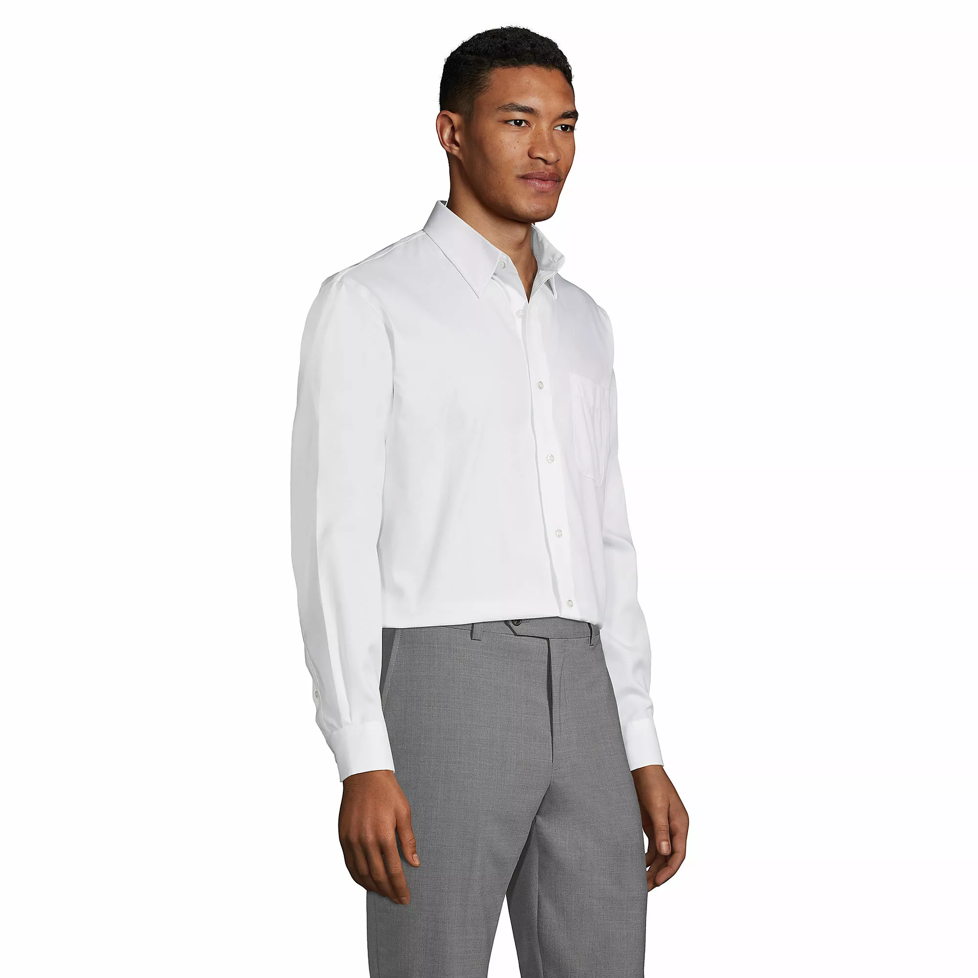 Lands' End Men's Long Sleeve Straight Collar Solid No Iron Pinpoint - Image 3