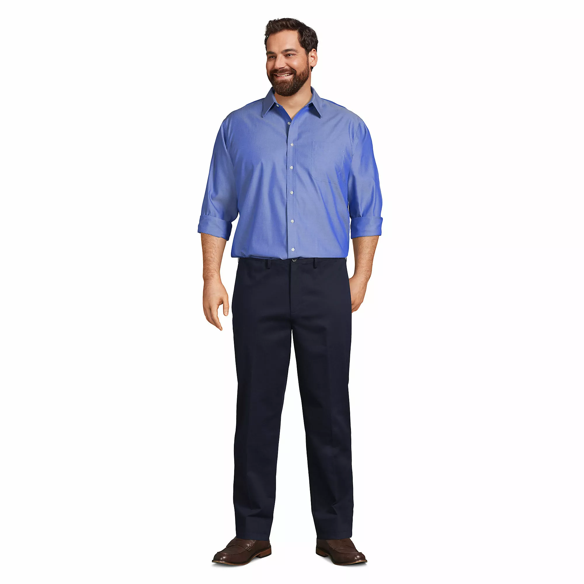 Lands' End Men's Big And Tall Long Sleeve Straight Collar Solid No Iron Pinpoint - Image 4