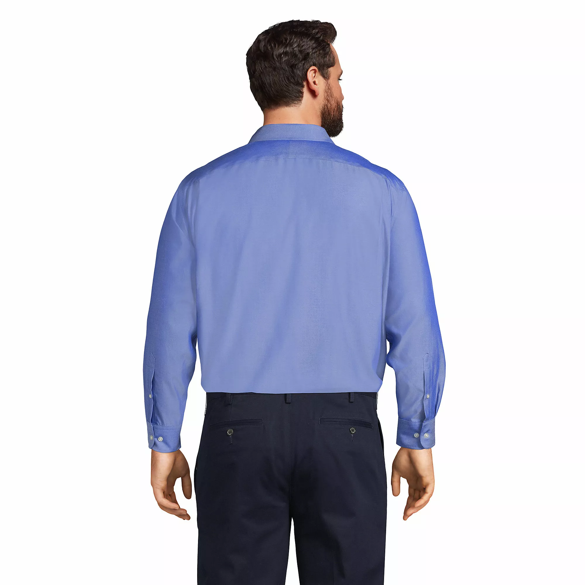 Lands' End Men's Big And Tall Long Sleeve Straight Collar Solid No Iron Pinpoint - Image 2