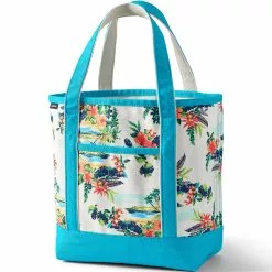 Lands' End Medium Print Open Top Canvas Tote Bag