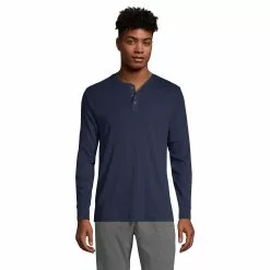 Lands' End Men's Big Knit Rib Pajama Henley