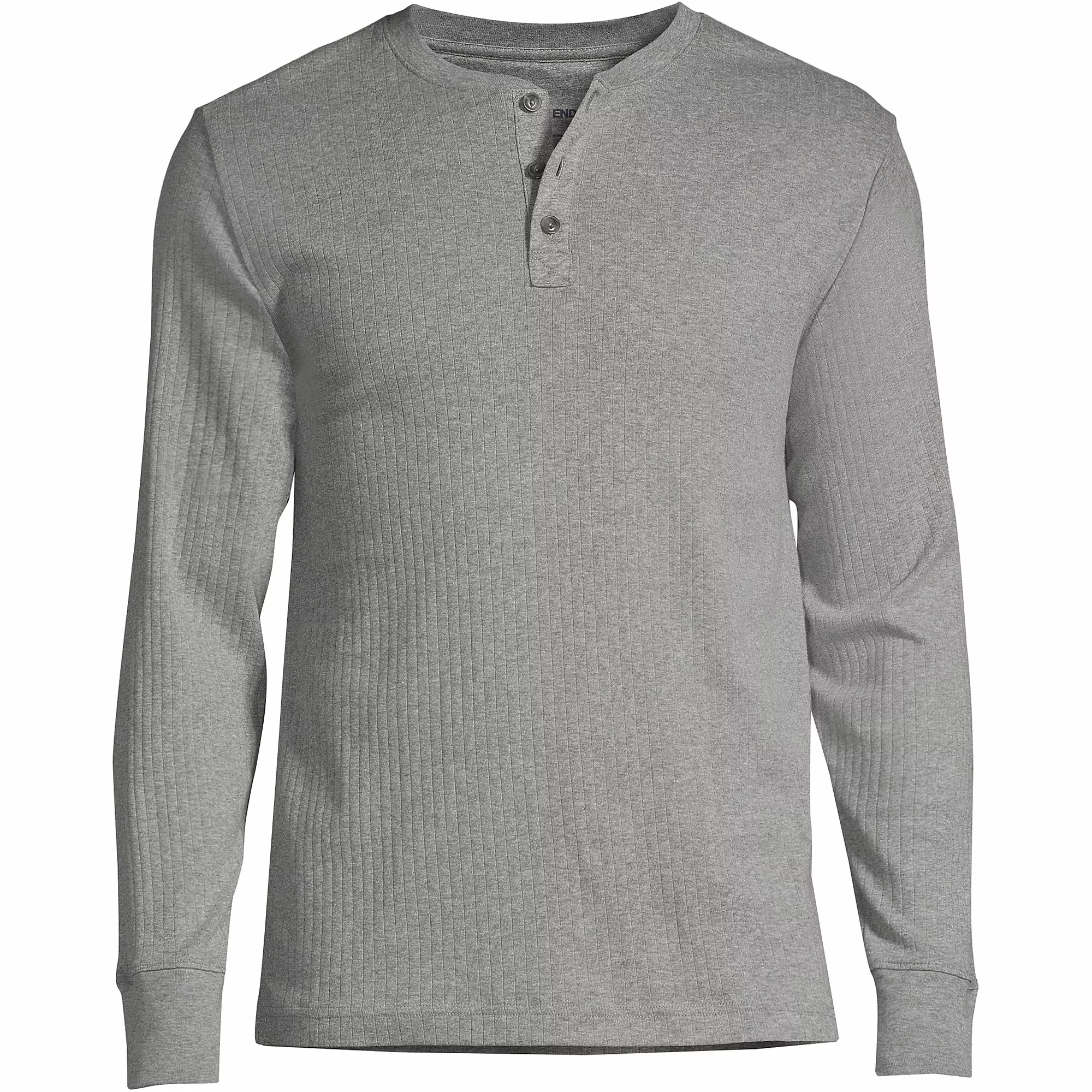 Lands' End Men's Big And Tall Knit Rib Pajama Henley - Image 5