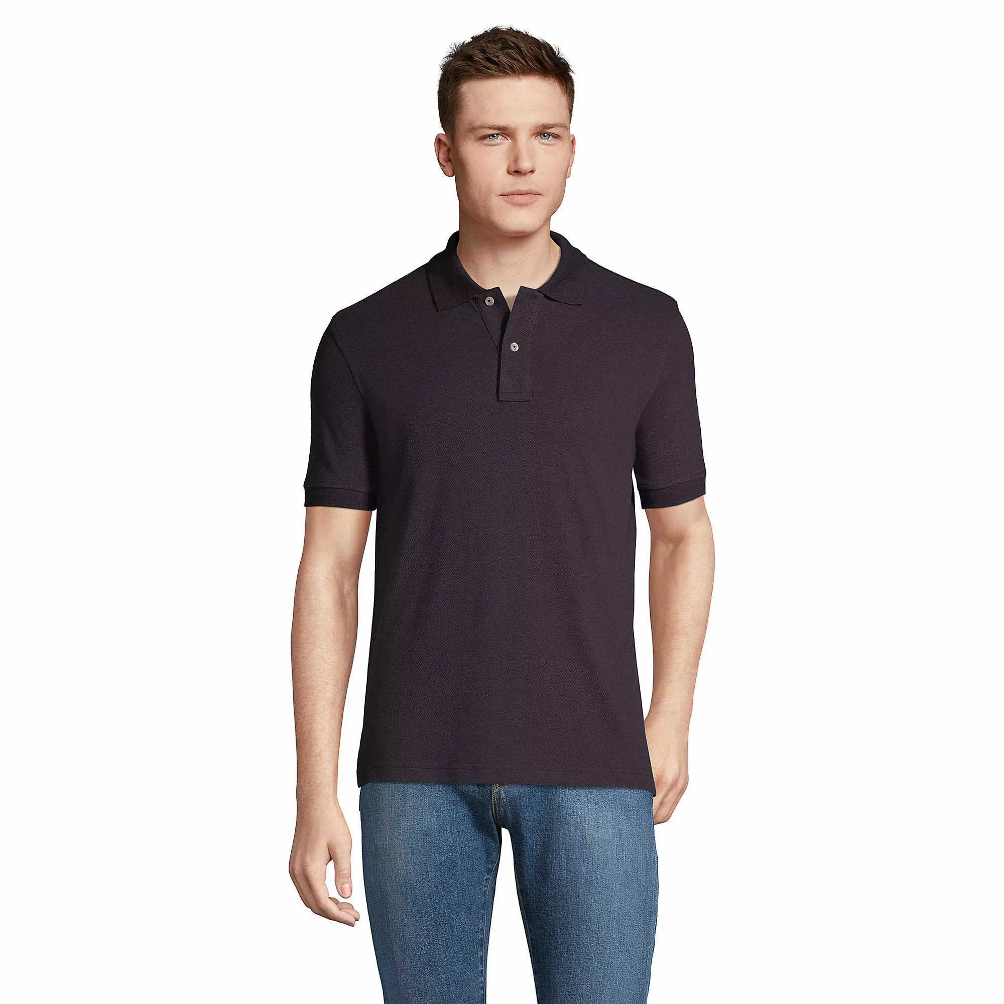 Lands' End Men's Short Sleeve Tailored Banded Mesh Polo Shirt