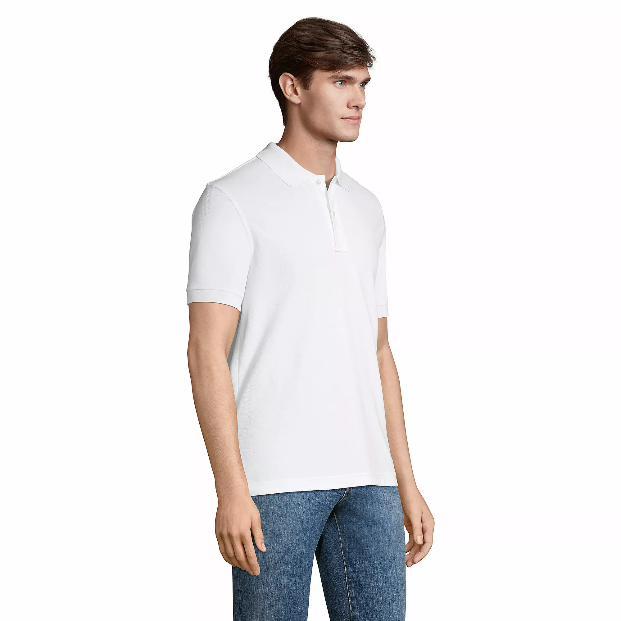 Lands' End Men's Short Sleeve Tailored Banded Mesh Polo Shirt - Image 3