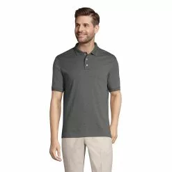 Lands' End Men's Short Sleeve Tailored Fit Banded Pima Polo Shirt