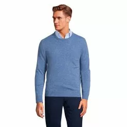 Lands' End Men's Fine Gauge Cashmere Crewneck Sweater