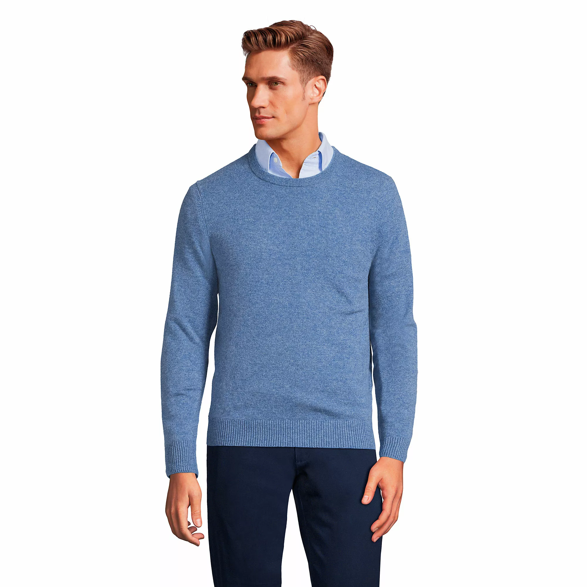 Lands' End Men's Fine Gauge Cashmere Crewneck Sweater