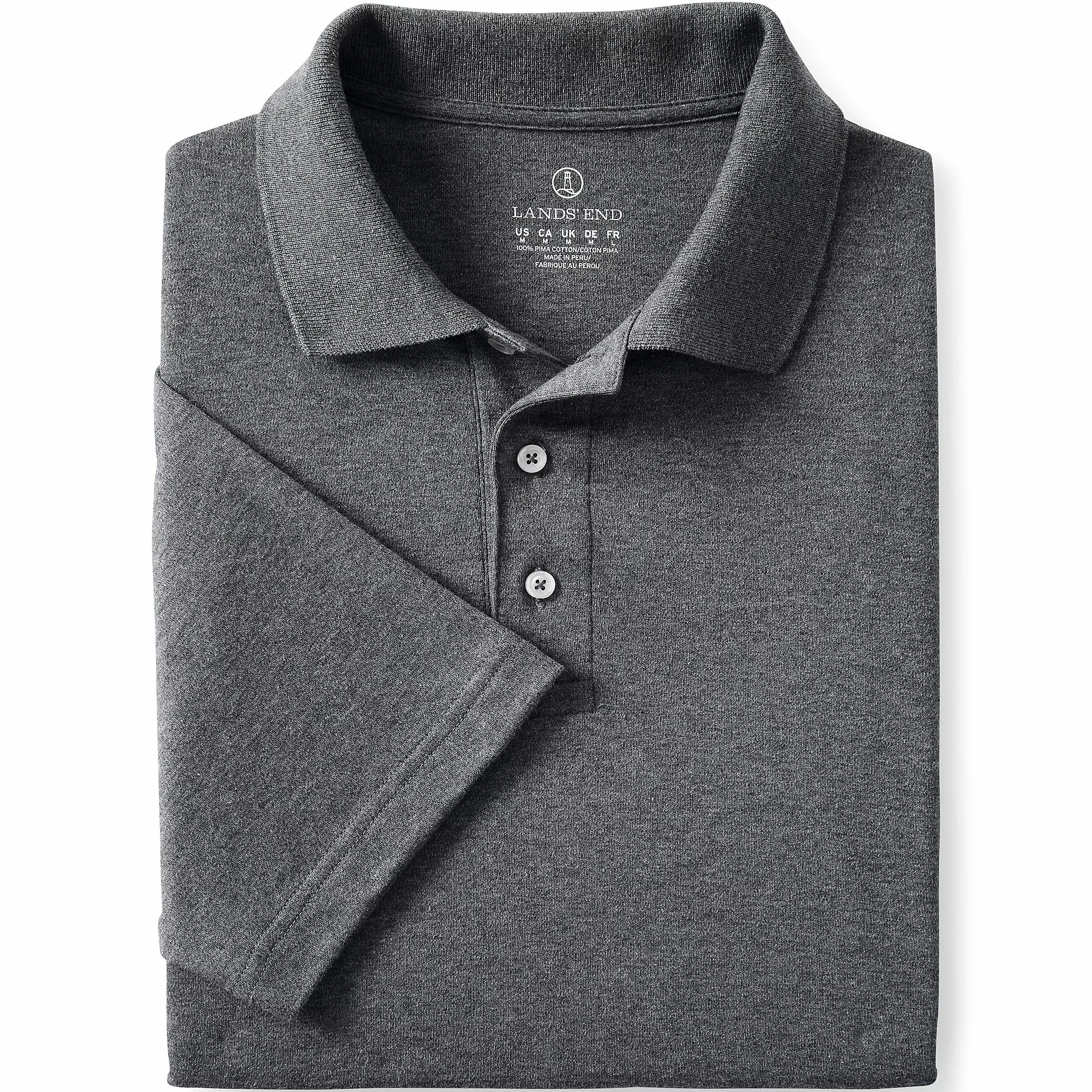 Lands' End Men's Big Short Sleeve Hemmed Pima Polo Shirt - Image 2