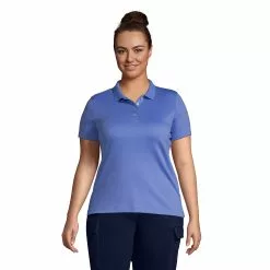 Lands' End Women's Plus Size Short Sleeve Feminine Fit Hemmed Pima Polo Shirt