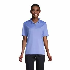 Lands' End Women's Short Sleeve Relaxed Fit Hemmed Pima Polo Shirt