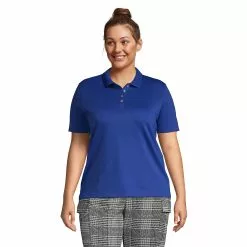Lands' End Women's Plus Size Short Sleeve Relaxed Fit Hemmed Pima Polo Shirt