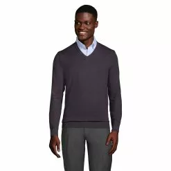 Lands' End Men's Long Sleeve Performance Tailored Fit V-neck Sweater