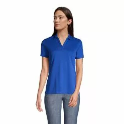Lands' End Women's Short Sleeve Active Mesh Johnny Collar Polo