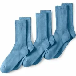 Lands' End Men's Seamless Toe Cotton Crew Socks (3-pack)