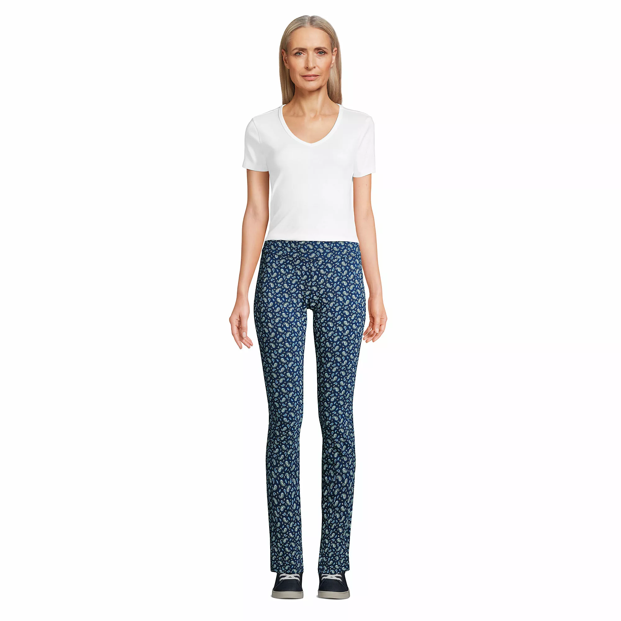Lands' End Women's Starfish Mid Rise Slim Leg Elastic Waist Pull On Pants - Image 4