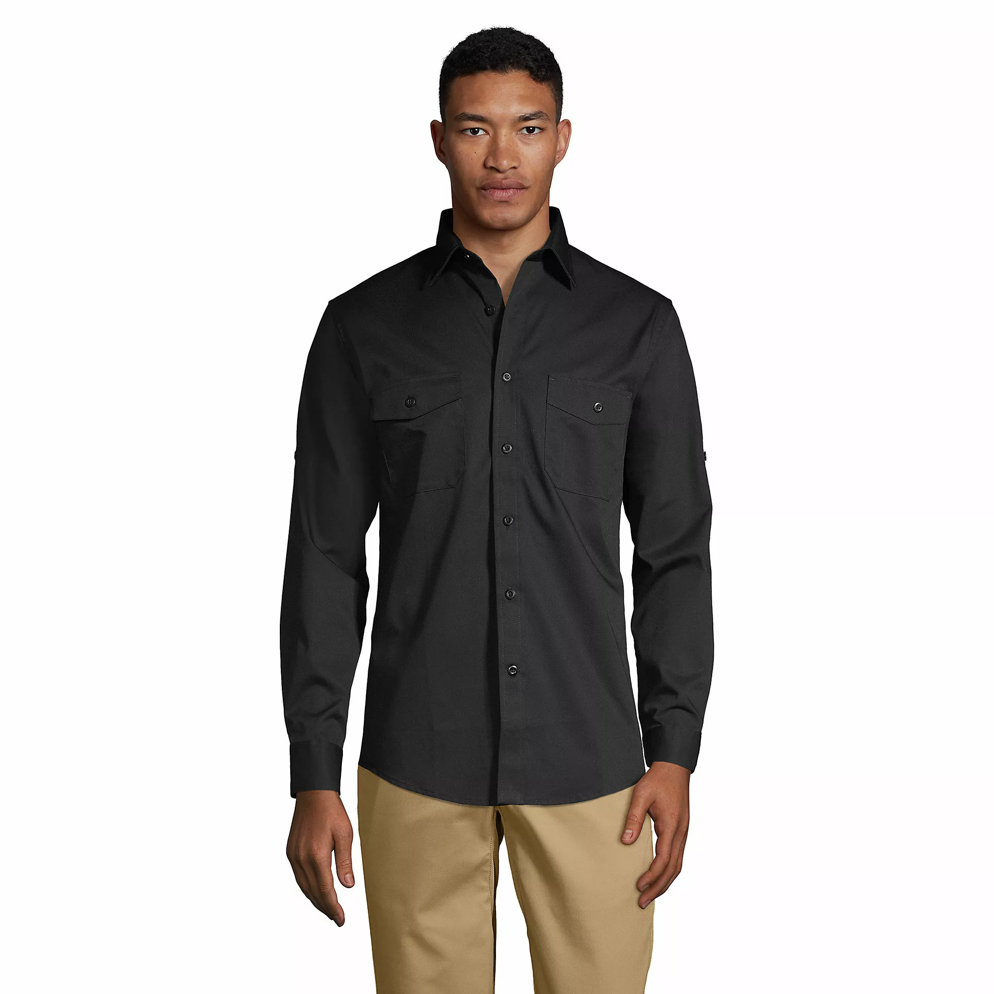 Lands' End Men's Long Sleeve Straight Collar Work Shirt