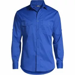 Lands' End Men's Big Long Sleeve Straight Collar Work Shirt