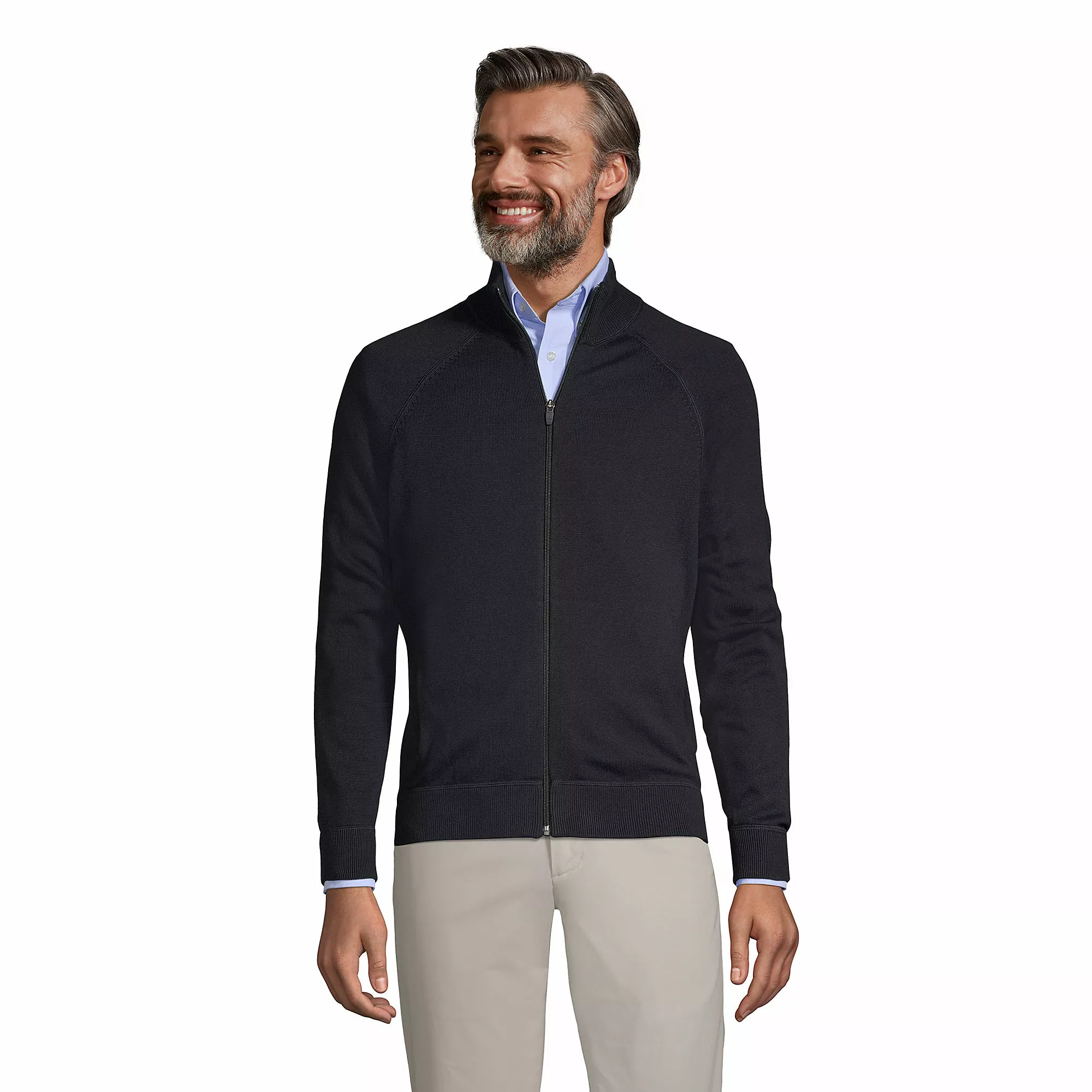 Lands' End Men's Performance Cotton Sweater Jacket
