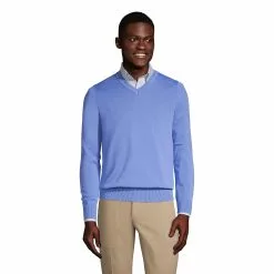 Lands' End Men's Cotton Modal V-neck Sweater