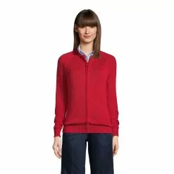 Lands' End Women's Cotton Modal Zip-front Cardigan Sweater