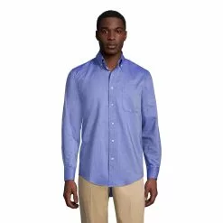 Lands' End Men's Long Sleeve Solid Oxford Dress Shirt
