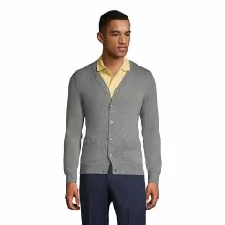 Lands' End Men's Cotton Modal Button Front Cardigan Sweater
