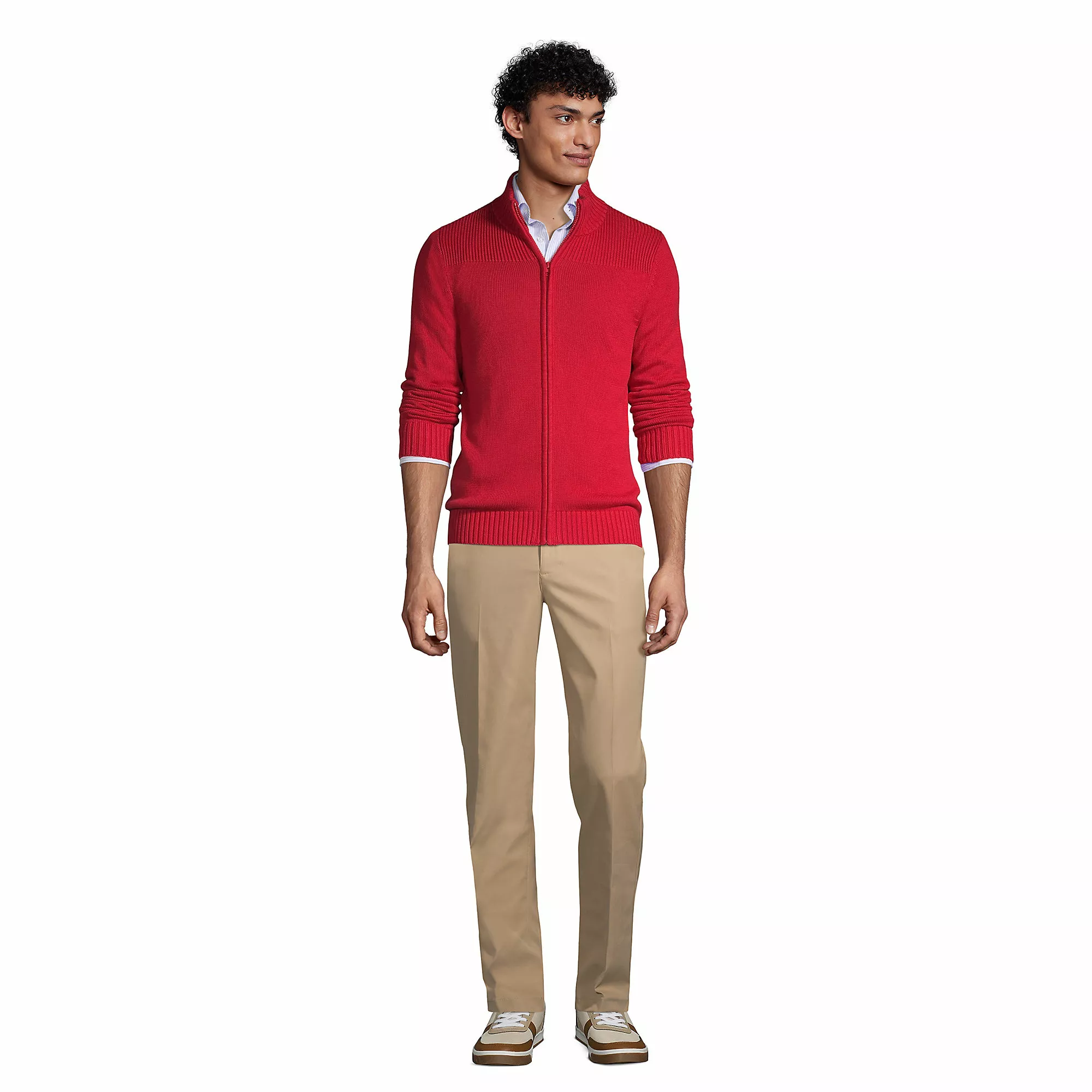 Lands' End Men's Cotton Modal Zip Front Cardigan Sweater - Image 4