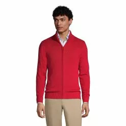 Lands' End Men's Cotton Modal Zip Front Cardigan Sweater
