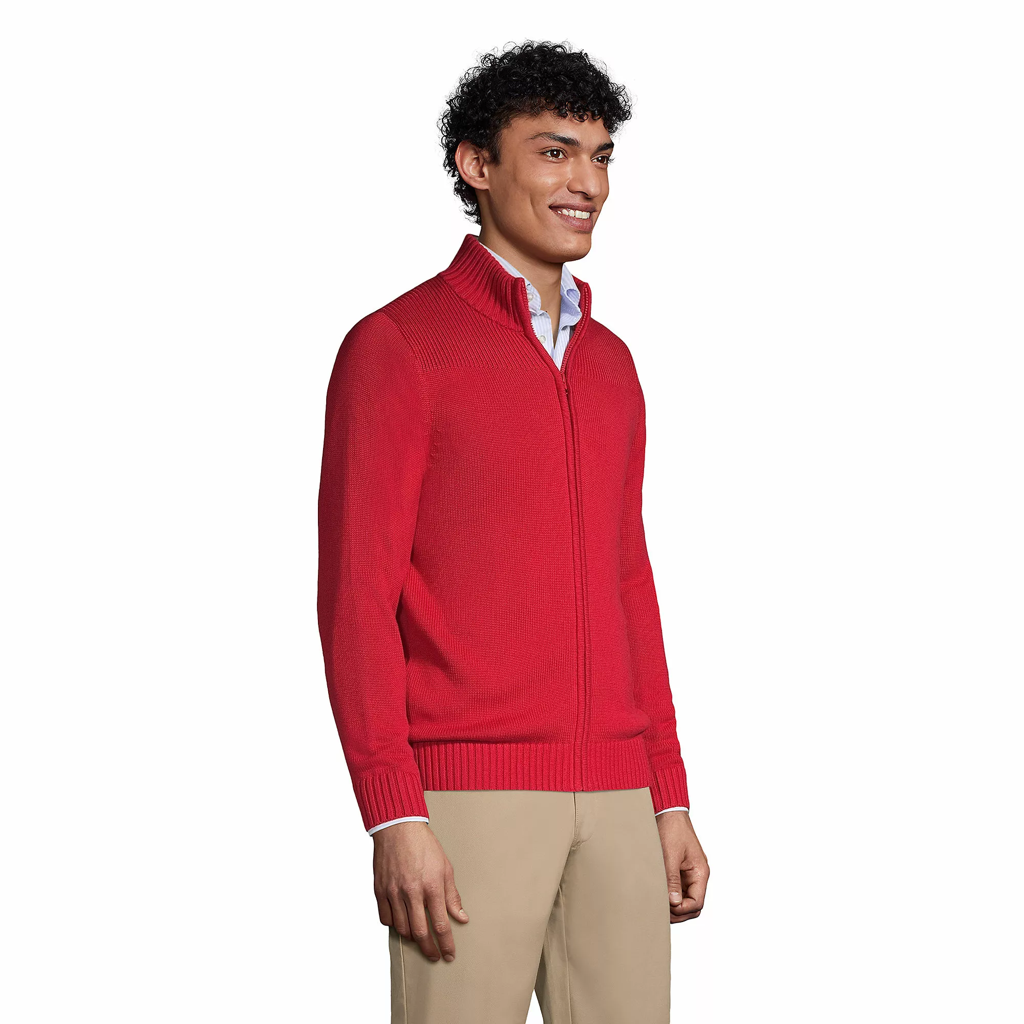Lands' End Men's Cotton Modal Zip Front Cardigan Sweater - Image 3