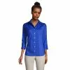 Lands' End Women's 3/4 Sleeve Flip Cuff Stretch Shirt