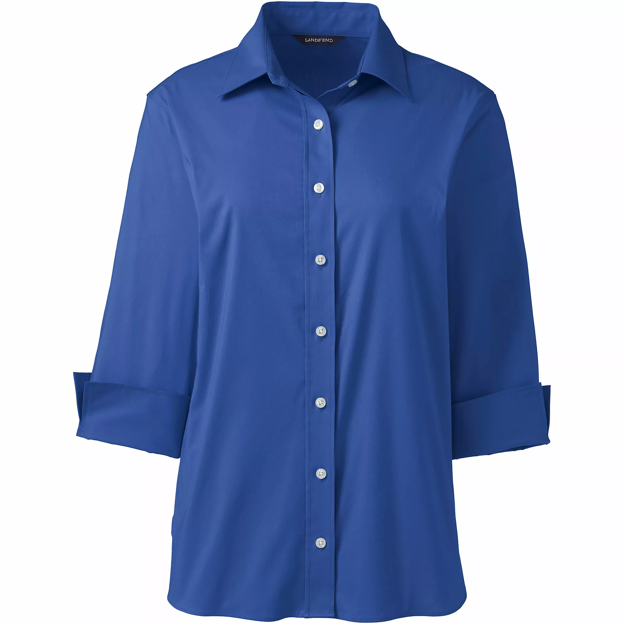 Lands' End Women's Plus Size 3/4 Sleeve Flip Cuff Stretch Shirt - Image 5