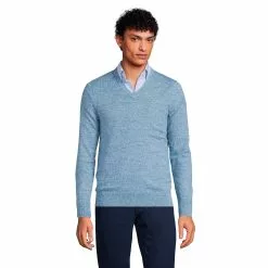 Lands' End Men's Classic Fit Fine Gauge Supima Cotton V-neck Sweater