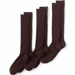 Lands' End Men's Seamless Toe Over The Calf Cotton Rib Dress Socks (3-pack)