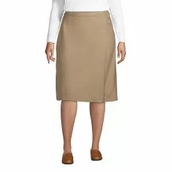 Lands' End Women's Plus Solid A-line Skirt Below The Knee