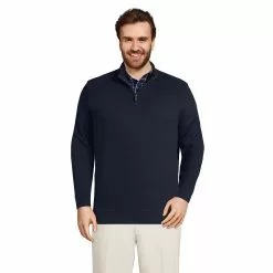 Lands' End Men's Big And Tall Bedford Rib Quarter Zip Sweater