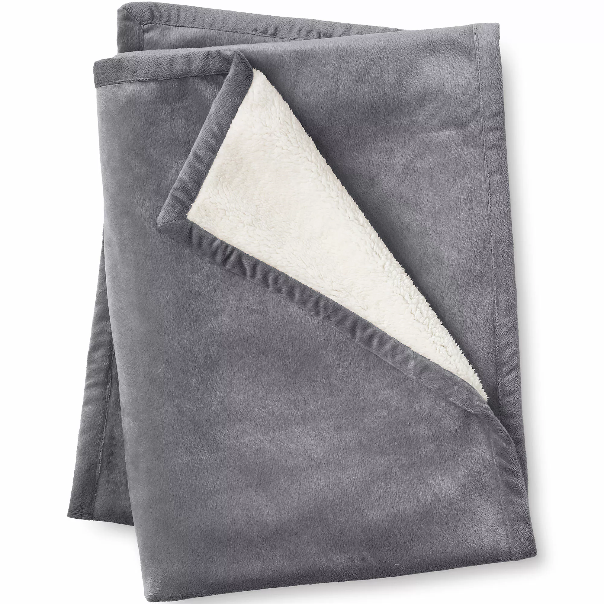 Lands' End Sherpa Fleece Throw Blanket