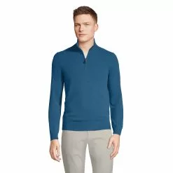 Lands' End Men's Fine Gauge Cashmere Quarter Zip