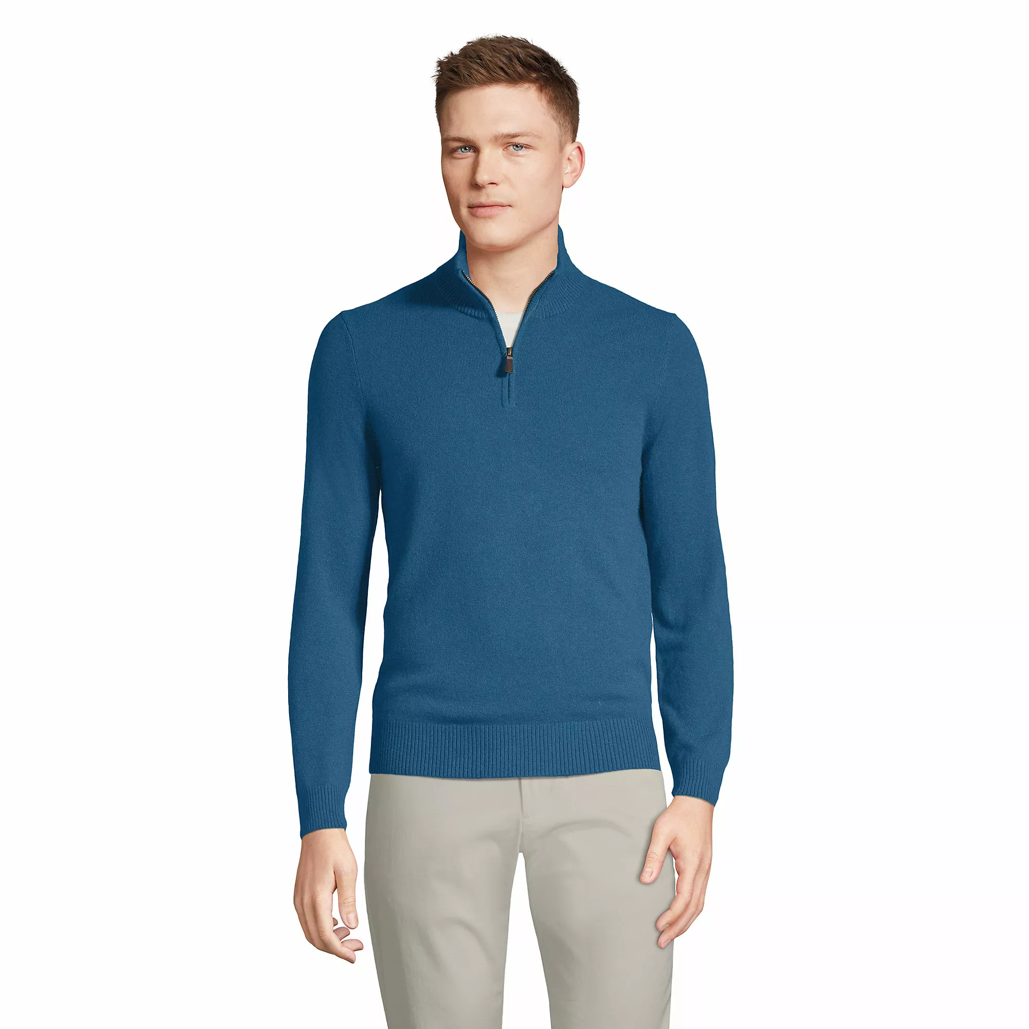 Lands' End Men's Fine Gauge Cashmere Quarter Zip