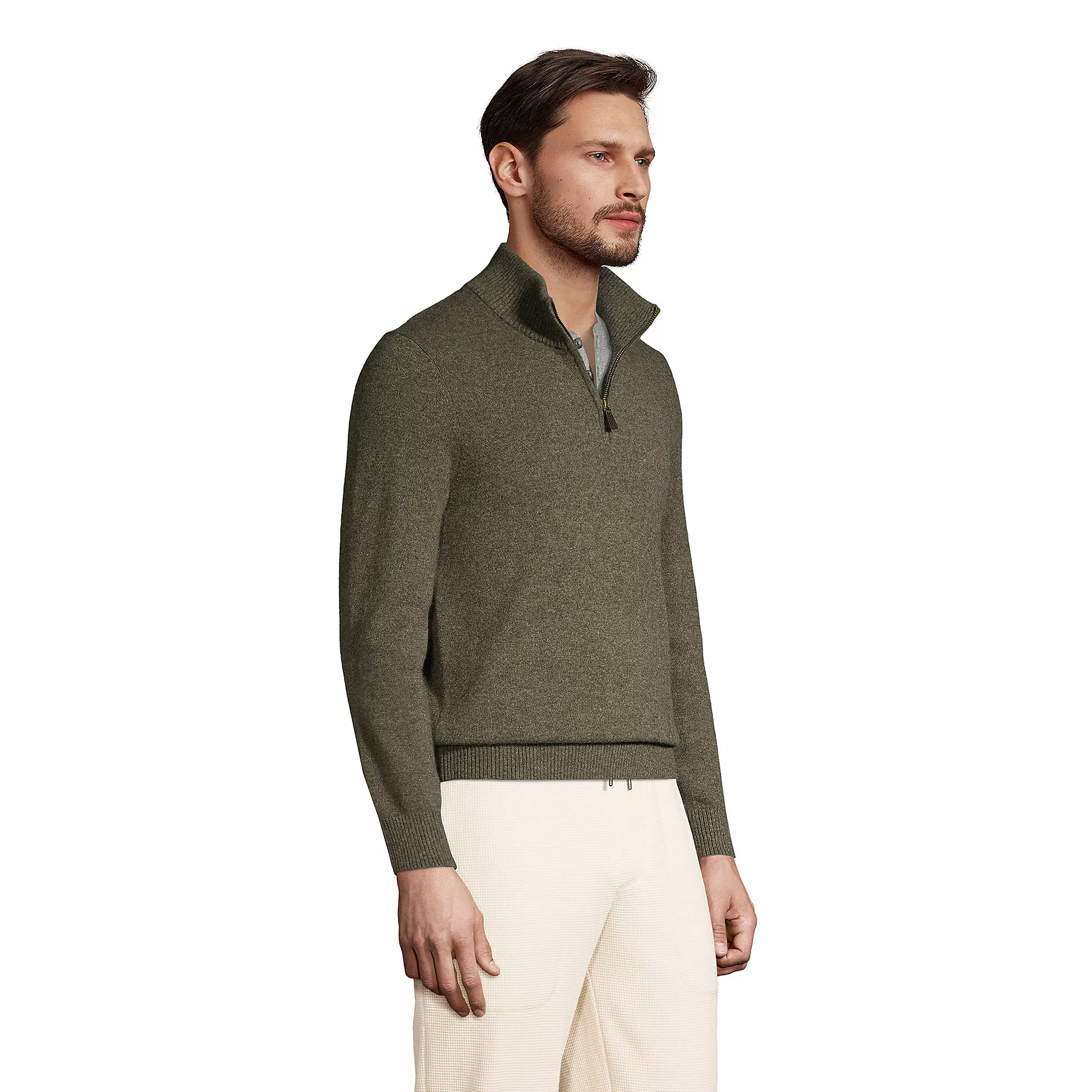 Lands' End Men's Fine Gauge Cashmere Quarter Zip - Image 3