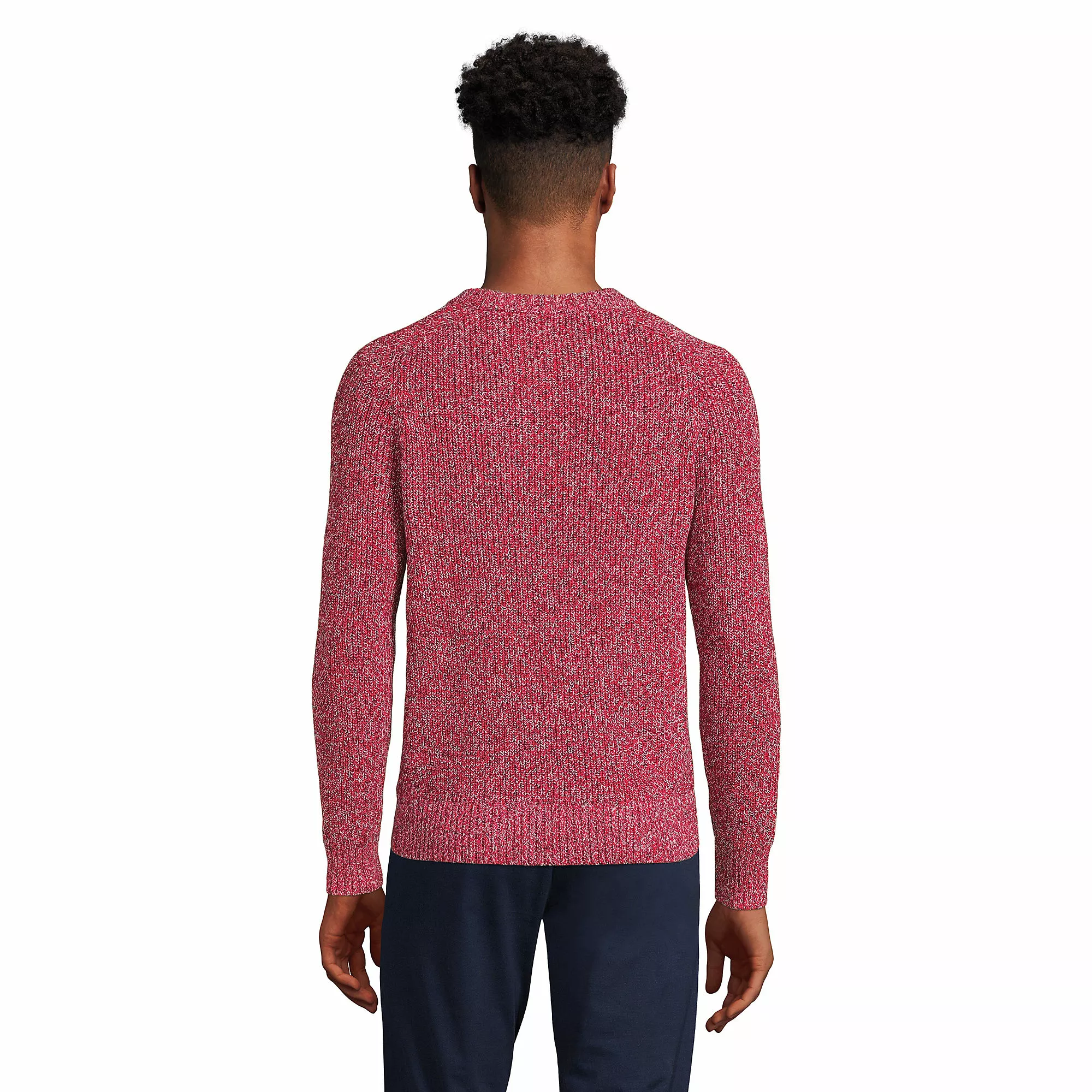 Lands' End Men's Cotton Drifter Saddle Crew Shaker Marl Sweater - Image 2